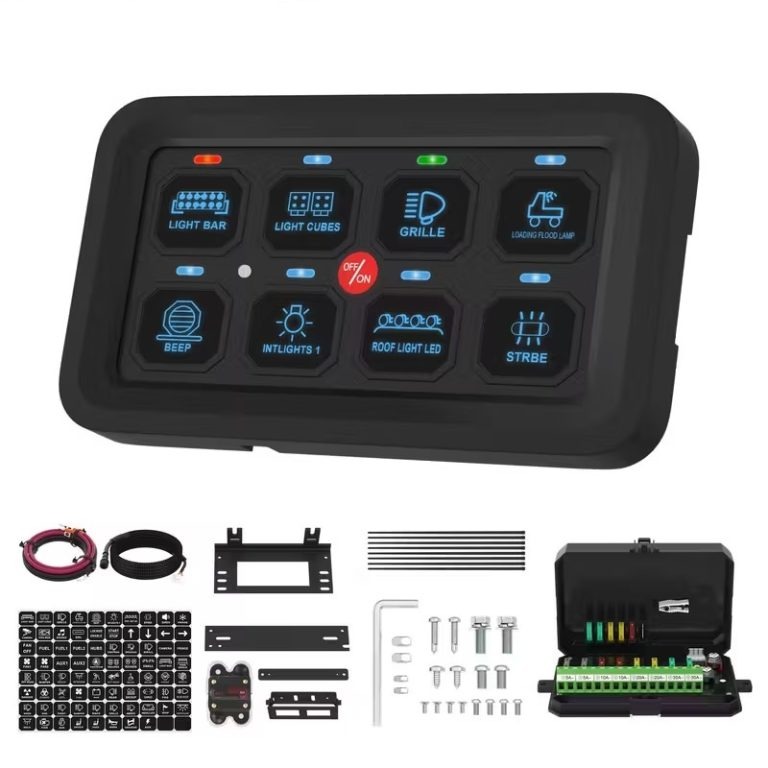 8-Gang LED Switch Panel with Circuit Protection